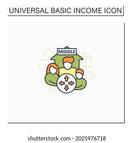 Dilative Class Color Icon. Expanding Middle Class. Rise In Living Standards. Increase Employee Number. Universal Basic Income Concept. Isolated Vector Illustration