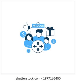 Dilative Class Flat Icon. Expanding Middle Class. Rise In Living Standards. Increase Employee Number. Universal Basic Income Concept. Vector Illustration