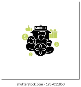 Dilative Class Glyph Icon. Expanding Middle Class. Rise In Living Standards. Increase Employee Number. Universal Basic Income Concept.Filled Flat Sign. Isolated Silhouette Vector Illustration