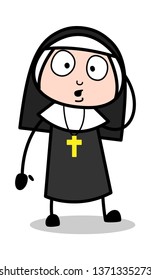 Dilemma - Cartoon Nun Lady Vector Illustration﻿