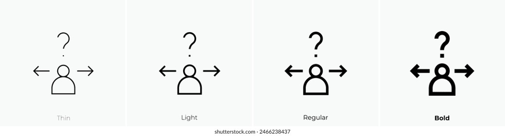 dilemma icon. Thin, Light Regular And Bold style design isolated on white background