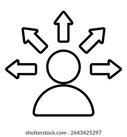 design de ícone de linha de dilema. dilema fino símbolo de contorno preto ilustração vetorial. ícone de traçado editável em plano de fundo transparente.
