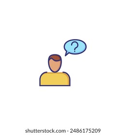 Dilemma line icon. Man, client, speech bubble, question mark. Asking concept. Can be used for topics like customer support, help service, doubts