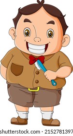 The diligent boy is smiling and always clean his teeth of illustration