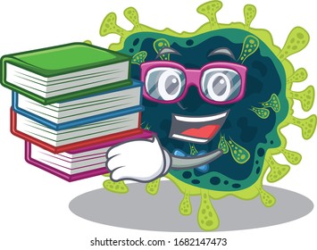 A diligent student in beta coronavirus mascot design with book