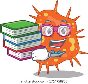 A diligent student in burkholderia mallei mascot design concept with books