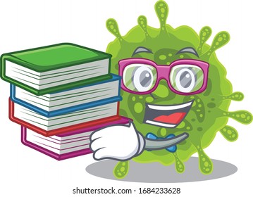 A diligent student in coronavirus mascot design with book