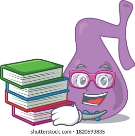 A diligent student in gall bladder mascot design concept read many books