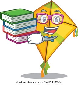 A diligent student in kite mascot design with book