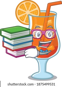 A diligent student in mai tai cocktail mascot design concept read many books