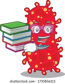 A diligent student in moraxella mascot design concept with books