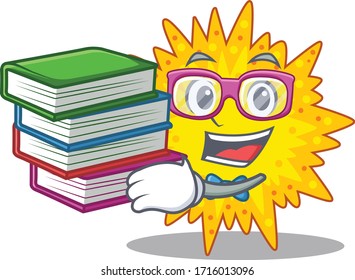 A diligent student in mycoplasma mascot design concept with books