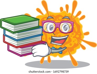 A diligent student in nobecovirus mascot design concept with books