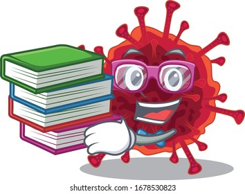 A diligent student in pedacovirus mascot design with book