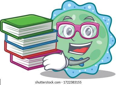 A diligent student in pseudomonas aeruginosa mascot design concept with books