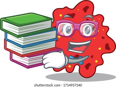 A diligent student in streptococcus pneumoniae mascot design concept with books
