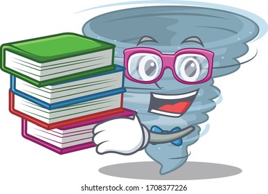 A diligent student in tornado mascot design concept with books