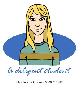 
A diligent student vector illustration character face person