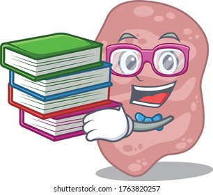 A diligent student in verrucomicrobia mascot design concept with books