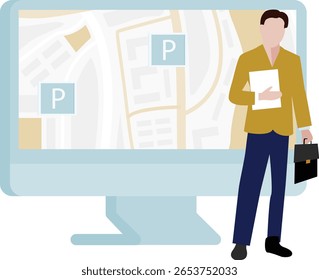 Un trabajador diligente consulta un mapa detallado para navegar por calles desconocidas, asegurándose de llegar a su destino con confianza y a tiempo.