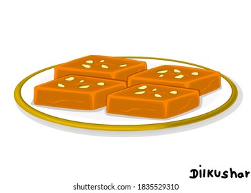 Dilkushar indian Sweet Dish Food Vector