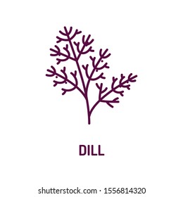 Dill color line icon. Greenery sign. Natural vegetable symbol. Healthy, organic food concept. Cooking ingredient. UI UX GUI design element. Editable stroke.