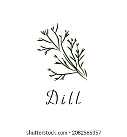 Dill flache Vektorgrafik. Pflanzenkraut-Cartoon-Logo. Einfaches Till-Symbol
