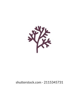 Dill fresh single twig hand drawn icon or symbol, doodle style vector illustration isolated on white background. Dill herb or plant, spicy food ingredient.