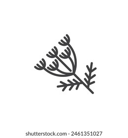 Dill fronds line icon. linear style sign for mobile concept and web design. Dill herb outline vector icon. Symbol, logo illustration. Vector graphics