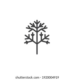 Icono de la línea de hierba de secado. signo de estilo lineal para concepto móvil y diseño web. Hinela, icono del vector de contorno de enrollado. Símbolo, ilustración del logotipo. Gráficos vectoriales
