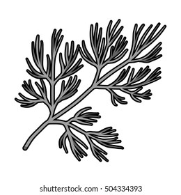 Dill icon in monochrome style isolated on white background. Herb an spices symbol stock vector illustration.