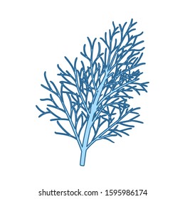 Icono Dill. Línea Delgada Con Diseño De Relleno Azul. Ilustración vectorial.