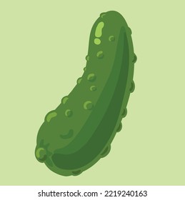 Dill Pickle Cucumber vector illustration on green background