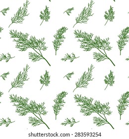Dill seamless pattern with sample in swatch panel (AI)