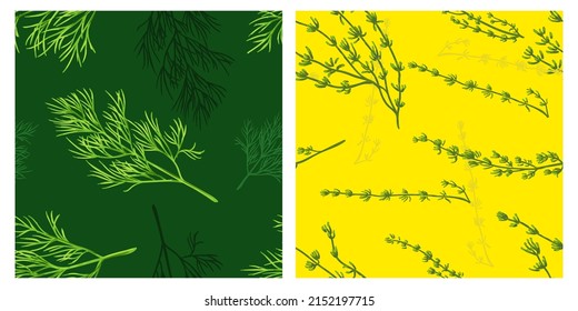 dill thyme seamless pattern set