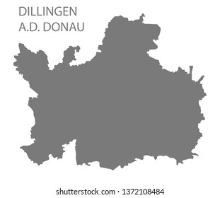 Dillingen an der Donau grey county map of Bavaria Germany