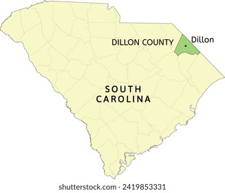 Dillon County and city of Dillon location on South Carolina state map