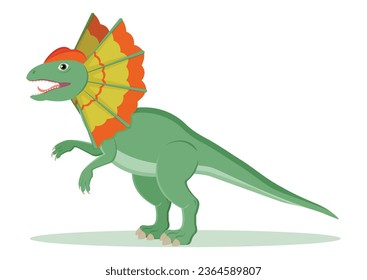 Ilustración del vector de caracteres de dibujos animados de dinosaurios Dilophosaurus