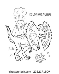 Dilophosaurus dinosaur coloring page for kids