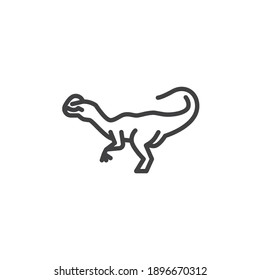 Dilophosaurus dinosaur line icon. linear style sign for mobile concept and web design. Dilophosaurus outline vector icon. Symbol, logo illustration. Vector graphics