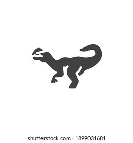 Icono vectorial de dinosaurio de Dilophosaurus. signo plano relleno para concepto móvil y diseño web. Icono de glifo de Dilophosaurus. Símbolo, ilustración del logotipo. Gráficos vectoriales