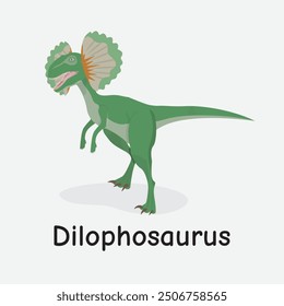 Dilophosaurus Dinosaur Vector Illustration with Double Crest