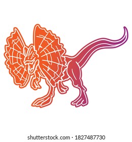 Dilophosaurus Dinosaur Vector illustration, Silhouette Design doodle style. Prehistoric Animal Graphic.