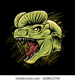 Dilophosaurus green head vector illustration