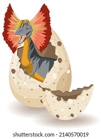 eclosión del diliofosaurio a partir de la ilustración del huevo