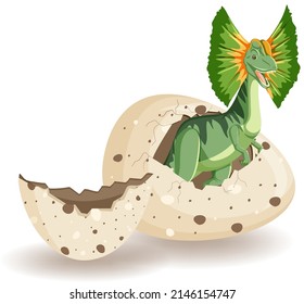 Dilophosaurus hatching from egg illustration