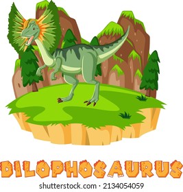 Dilophosaurus parado en la ilustración de tierra