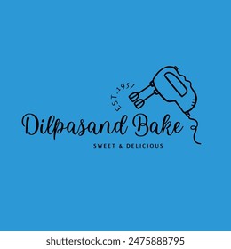 Diseño de logotipo de hornear y dilatar. Dulce y Deliciosa Pastel panadería tema azul Vector logo Plantilla.