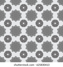 Dim element on gray background. Dim floral ornament in baroque style. Damask seamless repeating pattern. Antique dimen repeatable wallpaper.