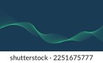 Dim Green Blue background Green wave lines Flowing waves Abstract digital equalizer sound wave Flow Line Vector illustration for tech futuristic innovation concept Dark background Graphic design Curve